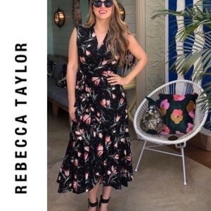 Rebecca Taylor Ikat Tulip Floral Wrap Midi Dress 2